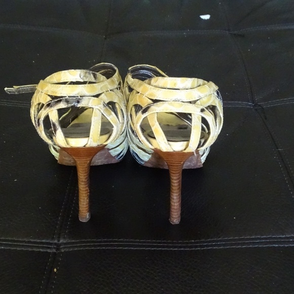 Calvin Klein Dylan Python Strappy Sandal 4" Heel - Picture 3 of 3